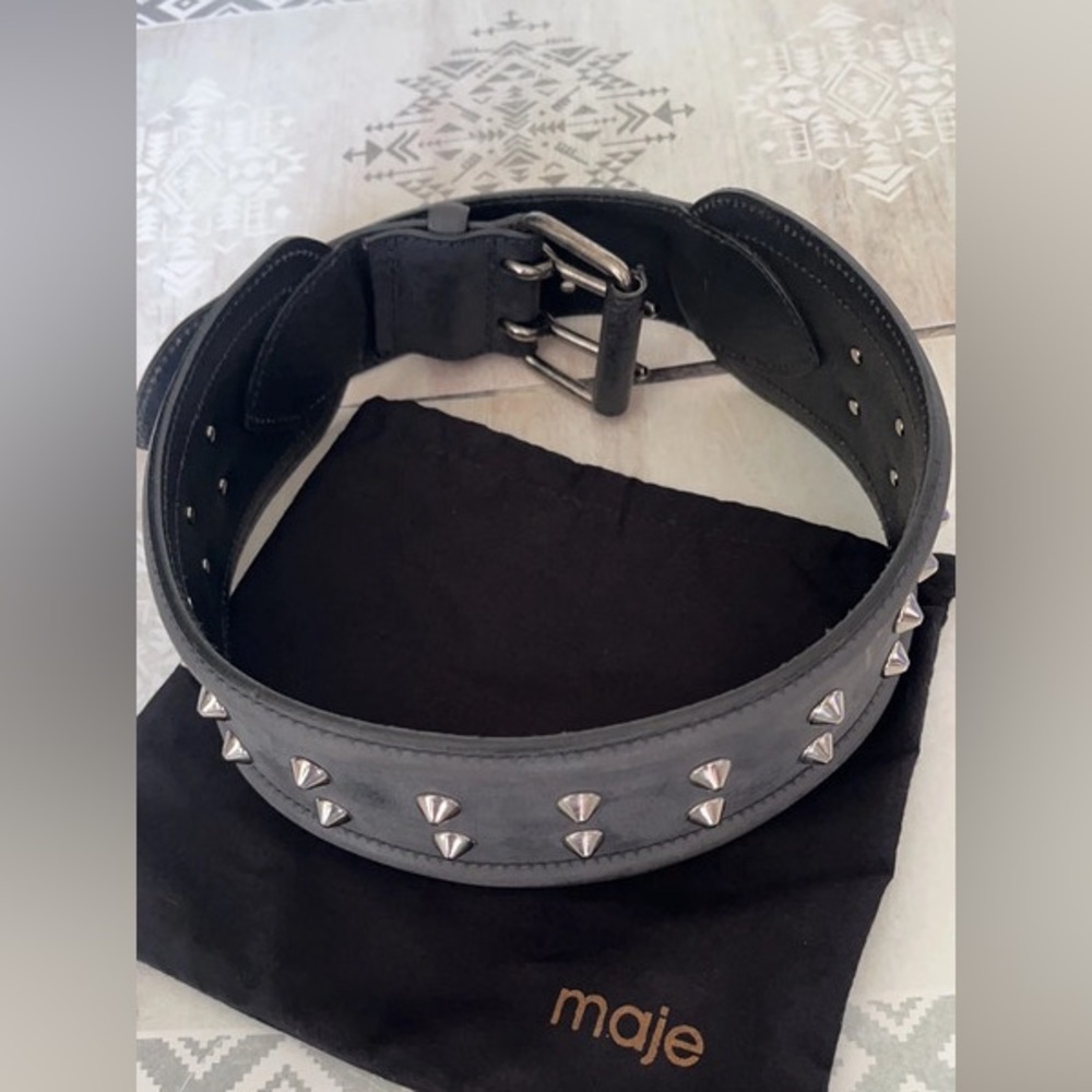 Maje Grey Studded Belt